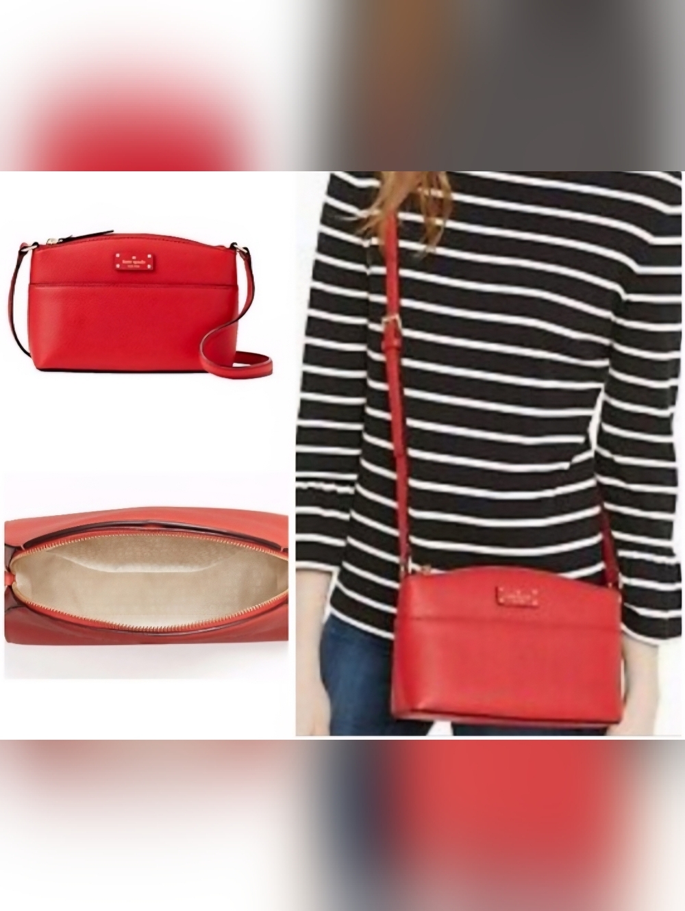 Kate Spade New York Red Leather Crossbody Bag EUC - Picture 4 of 7